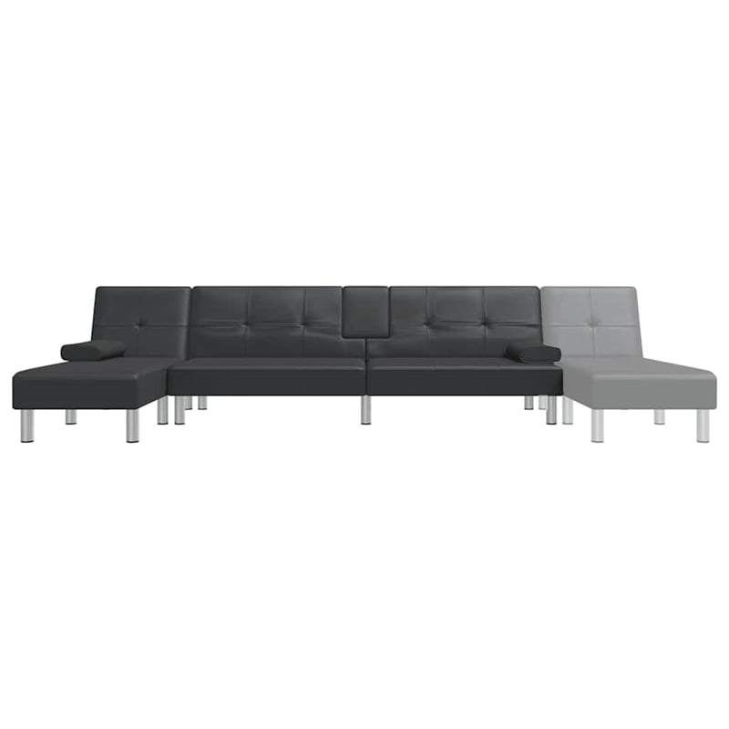 Vidaxl L-Shaped Sofa Bed in Black Faux Leather