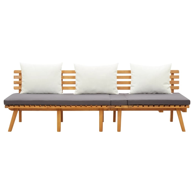 Vidaxl Acacia Wood Garden Day Bed in White and Dark Gray