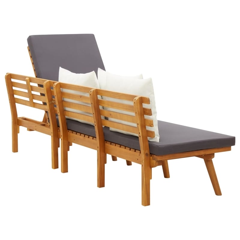 Vidaxl Acacia Wood Garden Day Bed in White and Dark Gray