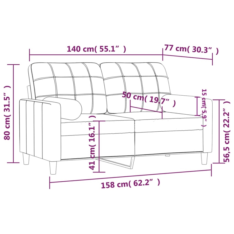 Vidaxl 2-Seater Sofa in Dark Grey Fabric Polyester