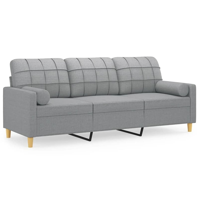 Vidaxl Metal 3-Seater Sofa in Light Grey Polyester