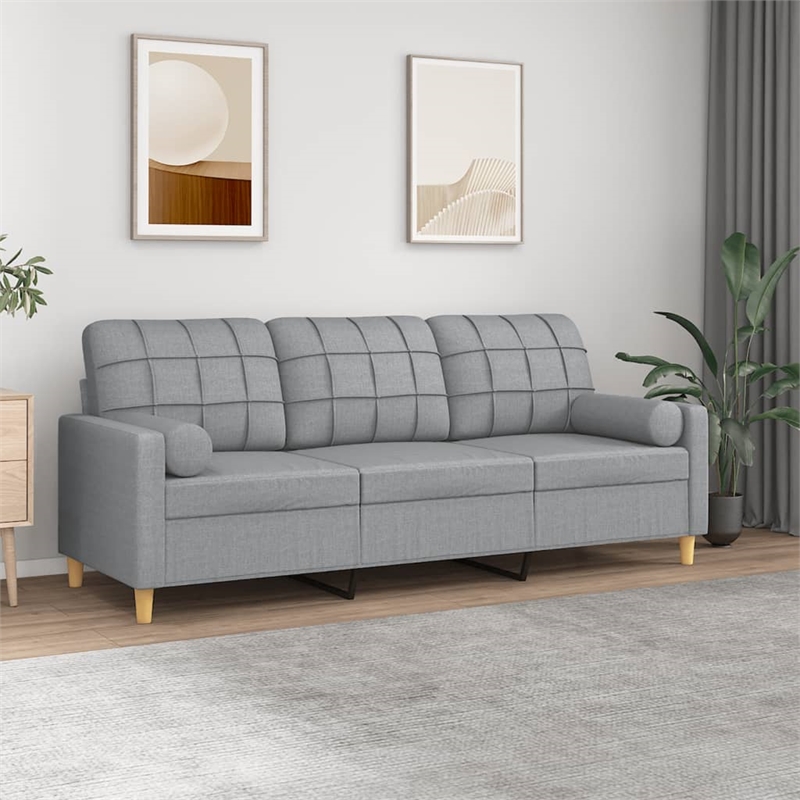Vidaxl Metal 3-Seater Sofa in Light Grey Polyester