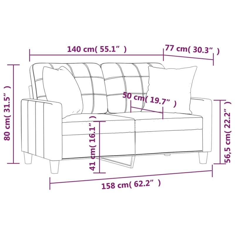Vidaxl 2-Seater Sofa in Black