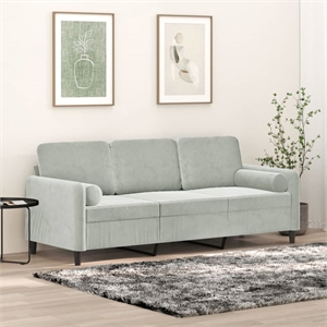 Vidaxl 3-Seater Sofa in Light Gray Velvet