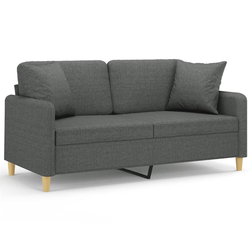 Vidaxl Metal 2-Seater Sofa in Dark Gray Fabric