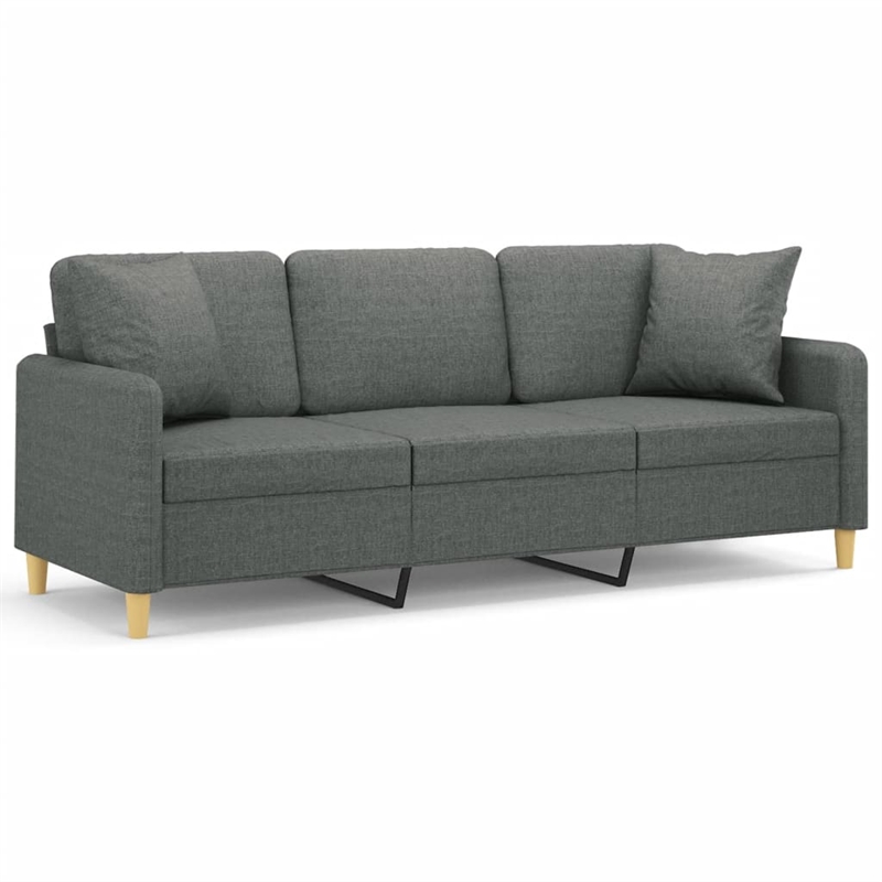 Vidaxl Metal 3-Seater Sofa in Dark Gray Fabric