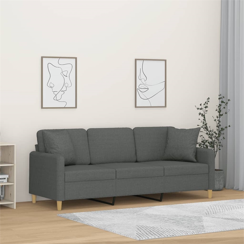 Vidaxl Metal 3-Seater Sofa in Dark Gray Fabric