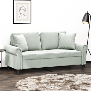 Vidaxl Metal 2-Seater Sofa in Light Grey Polyester Velvet