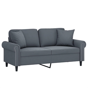 Vidaxl Metal 2-Seater Sofa in Dark Grey Polyester Velvet