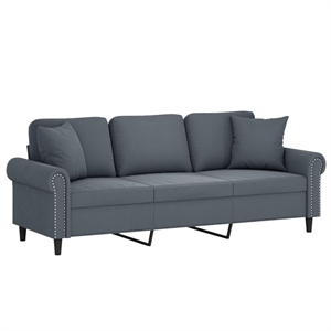 Vidaxl Metal 3-Seater Sofa in Dark Grey Polyester Velvet