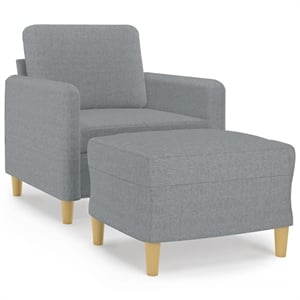 Vidaxl Single Sofa Chair with Footstool in Light Grey