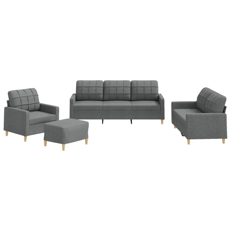 Vidaxl Metal Sofa Set in Dark Grey Polyester Fabric