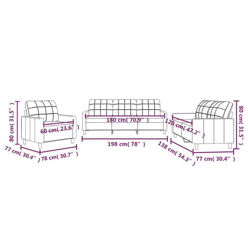Vidaxl Metal Sofa Set in Dark Grey Polyester Fabric