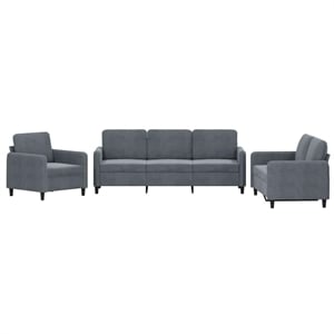 Vidaxl Large Metal Sofa Set in Dark Grey Polyester Velvet