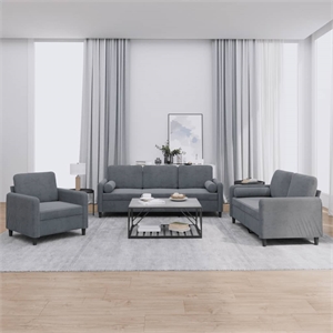 Vidaxl Rectangular Modern Sofa Set in Dark Grey Velvet
