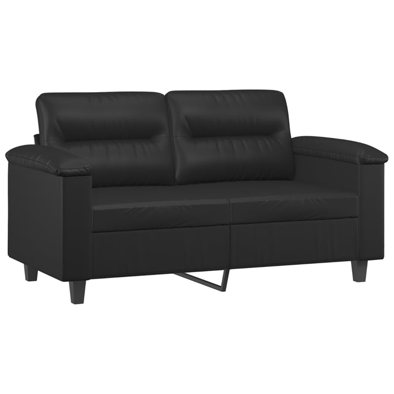 Vidaxl Metal 2-Seater in Sofa Black Faux Leather