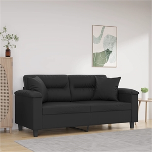 Vidaxl 55.1&quot Seat Width Durable 2-Seater Sofa in Black Faux Leather