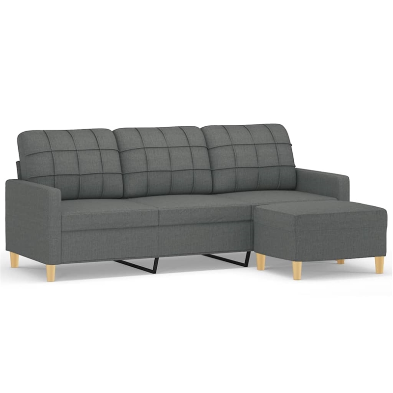 Vidaxl 3-Seater Sofa with Footstool in Dark Grey