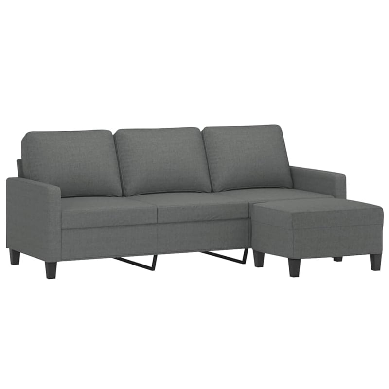 Vidaxl 3-Seater Sofa with Footstool in Dark Gray