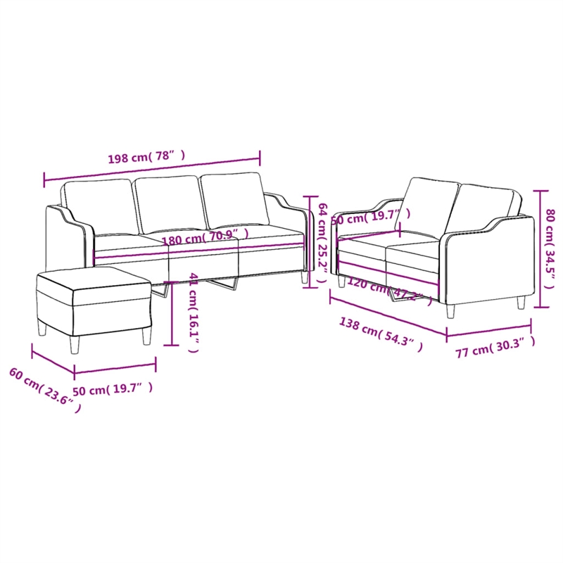 Vidaxl Metal Sofa Set in Dark Grey Polyester Fabric