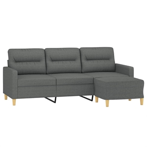 Vidaxl 3-Seater Sofa with Footstool in Dark Grey