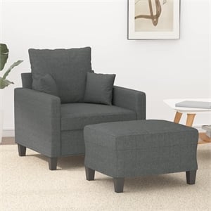 Vidaxl Single Sofa Chair with Footstool in Dark Gray