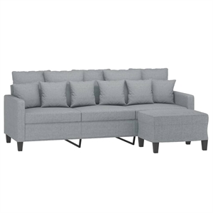 Vidaxl 3-Seater Sofa with Footstool in Light Grey