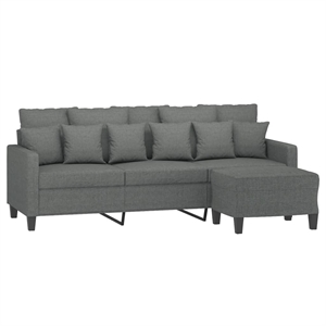 Vidaxl 3-Seater Sofa with Footstool in Dark Grey