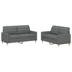 Vidaxl Metal Sofa Set in Dark Grey Polyester Fabric