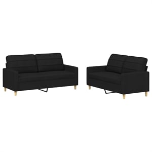 Vidaxl Rectangular Modern 2-Seater Sofa Set in Black Polyester