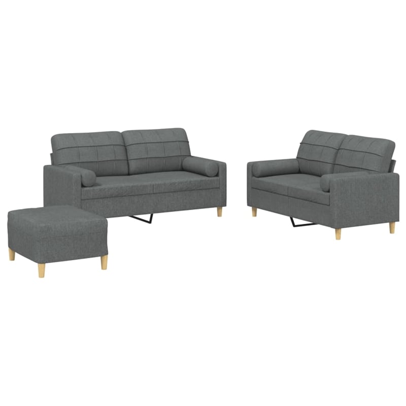 Vidaxl Sofa Set in Dark Grey Polyester