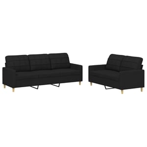Vidaxl 2-Seater And 3-Seater Sofa Set in Black Polyester