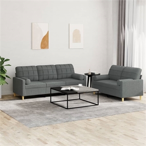 Vidaxl Sofa Set in Dark Gray Fabric Polyester