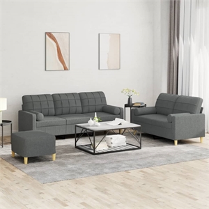 Vidaxl Sofa Set in Dark Grey Fabric Polyester
