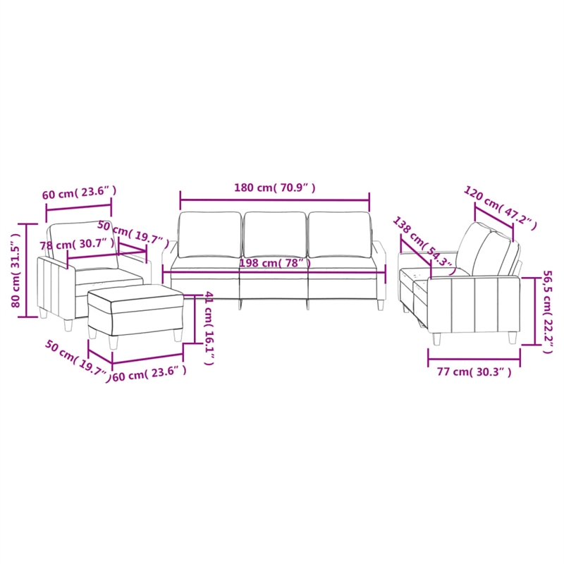 Vidaxl 4 Piece Sofa Set in Black Faux Leather