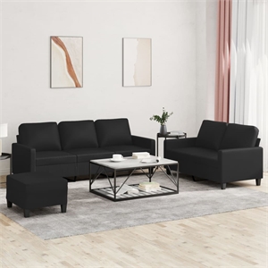 Vidaxl Sofa Set in Black Faux Leather
