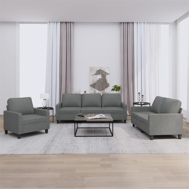 Vidaxl Rectangular Modern Sofa Set in Dark Grey