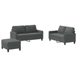 Vidaxl 3 Piece Sofa Set with Cushions in Dark Gray Fabric