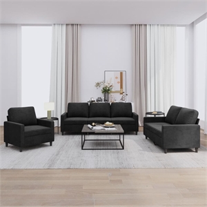 Vidaxl Metal Sofa Set in Black Polyester Velvet