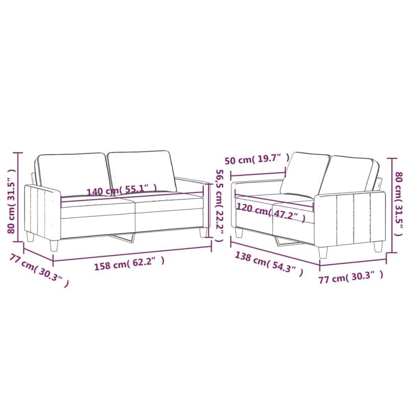 Vidaxl Sofa Set in Light Gray Velvet