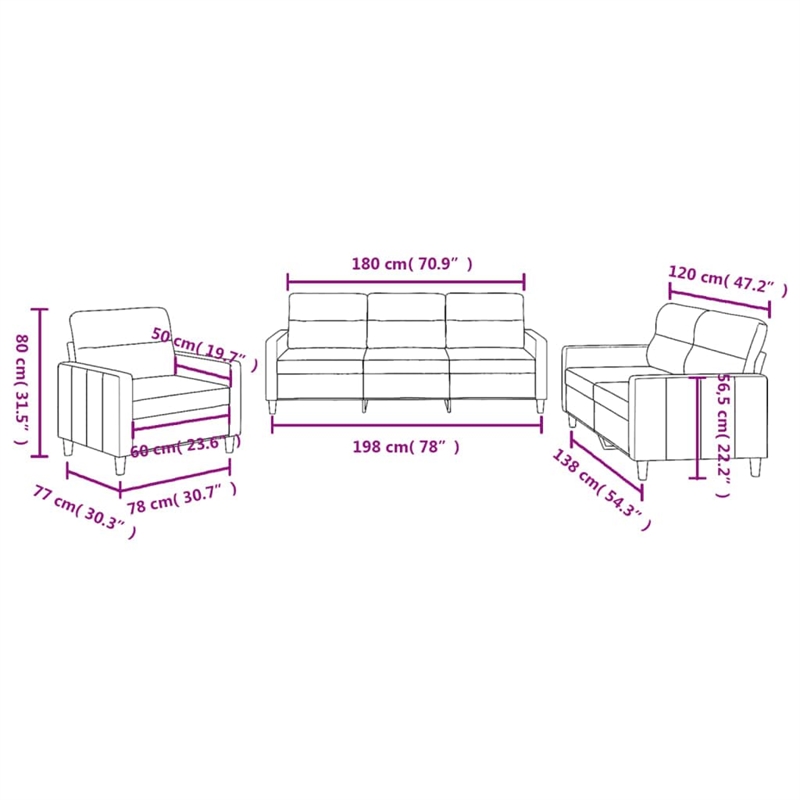 Vidaxl Metal Sofa Set in Dark Grey Polyester Fabric