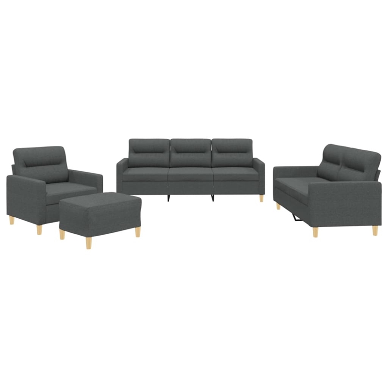 Vidaxl Compact Sofa Set in Dark Grey Polyester