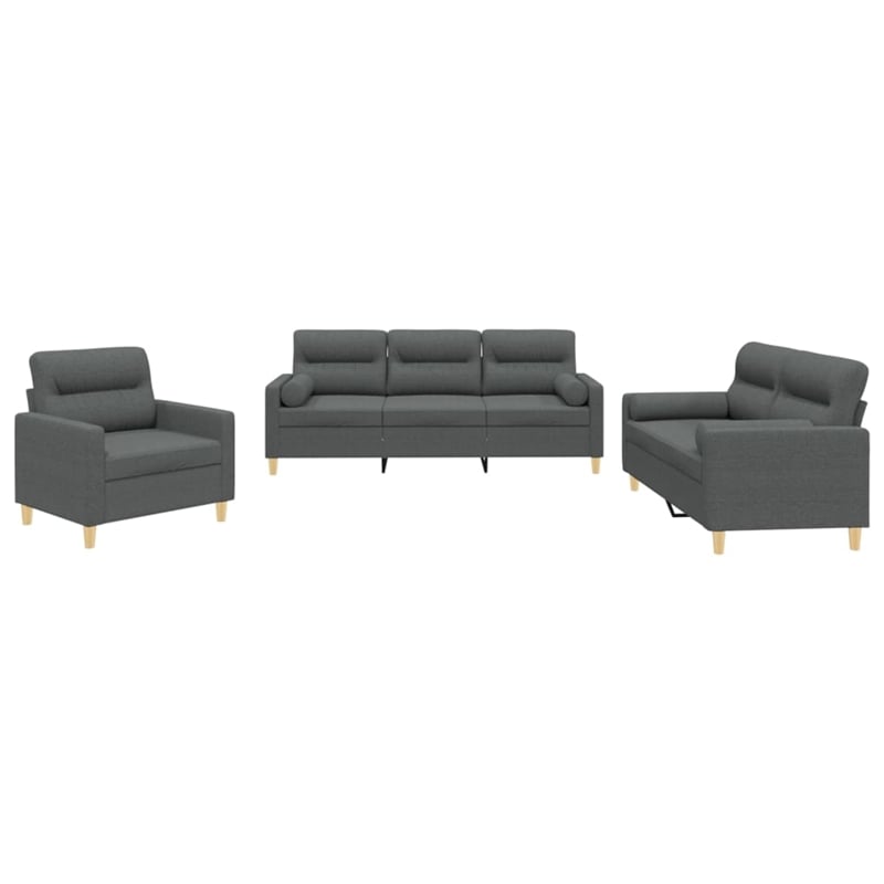Vidaxl Metal Sofa Set in Dark Grey Polyester Fabric