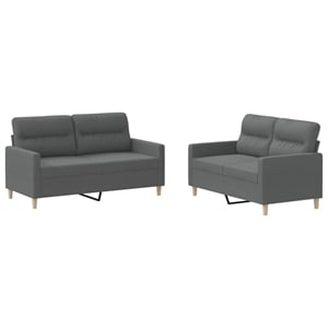 Vidaxl 2-Seater Metal Sofa Set in Dark Grey Polyester Fabric