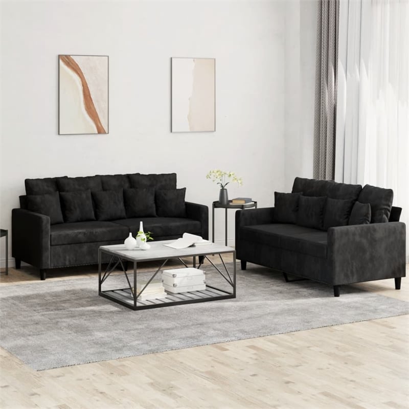 Vidaxl Metal Sofa Set in Black Polyester