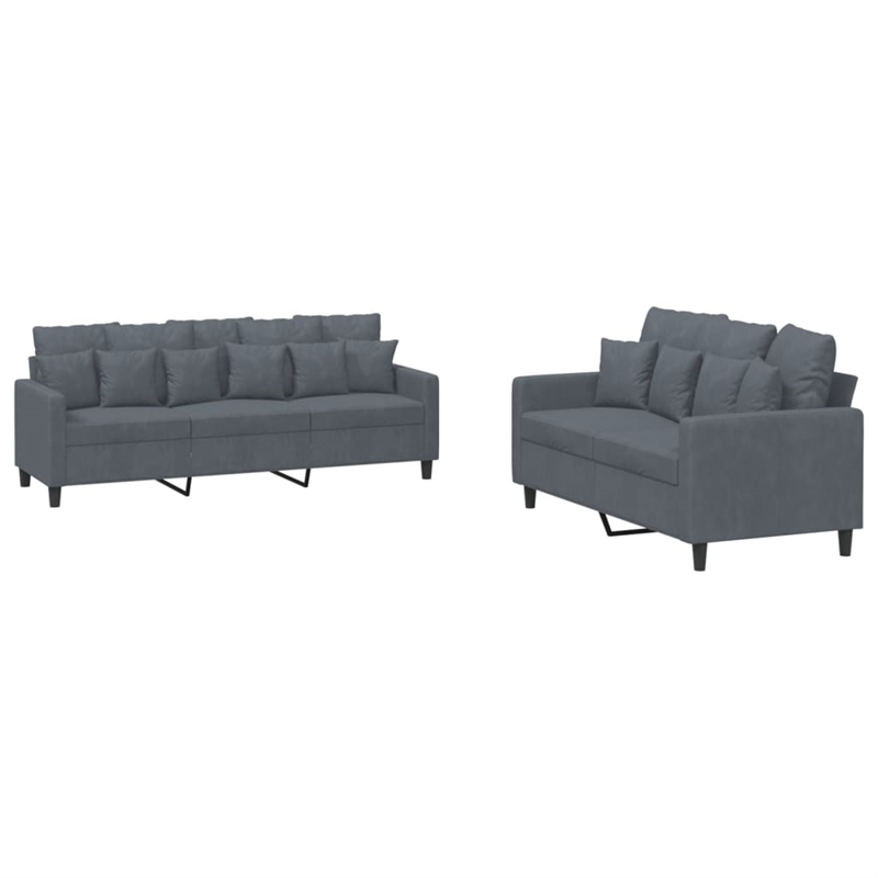 Vidaxl Metal Sofa Set in Dark Grey Polyester