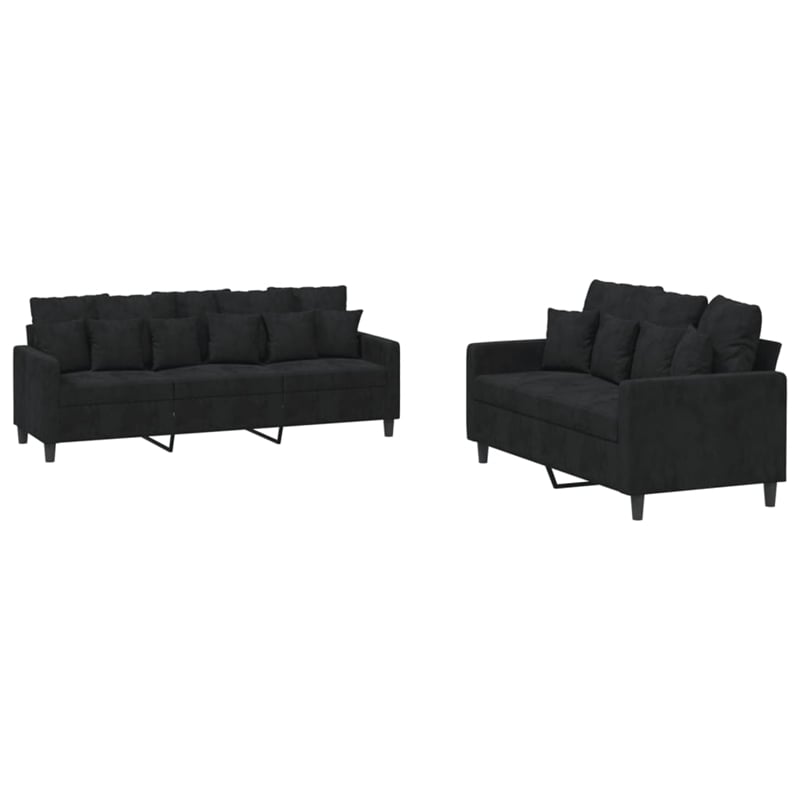 Vidaxl Metal Sofa Set in Black Polyester Velvet