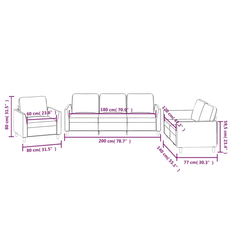 Vidaxl 2-Seater Durable Sofa Set in Black Faux Leather