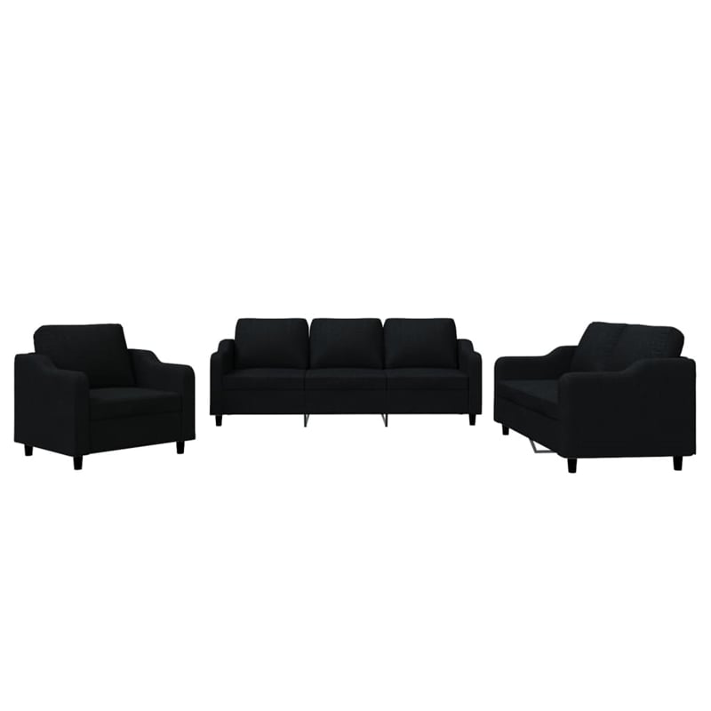 Vidaxl Metal Sofa Set in Black Polyester