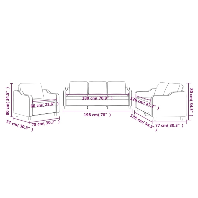 Vidaxl Metal Sofa Set in Black Polyester